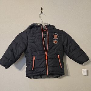New OshKosh B'gosh Charcoal Gray Jacket with Orange Trim. Little Boys Size 3T